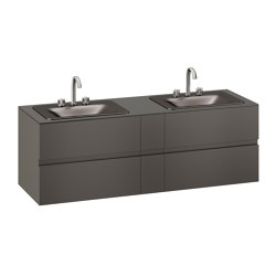 FURNITURE | 1800 mm wall-hung furniture for 2 countertop washbasins and deck-mounted basin mixers | Nero | Bathroom furniture | Armani Roca