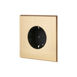 Brushed Brass - SIngle cover plate - 1 Schuko Socket | Schuko sockets | Modelec