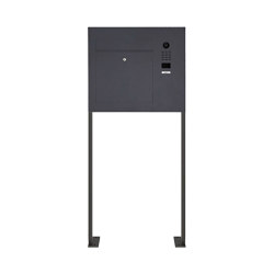 Designer | Edelstahl Standbriefkasten Designer BIG ST-P mit DoorBird Video- Sprechanlage seitlich - RAL Rechts | Mailboxes | Briefkasten Manufaktur