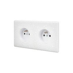 White Terrazzo - Double Horizontal Cover Plate - 2 Sockets | Sockets | Modelec