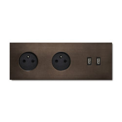 Power USB outlet - bronze - 3-gang | Schuko sockets | Basalte