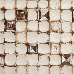 Cocomosaic wall tiles white patina with square brown stamp | Coconut mosaics | Cocomosaic